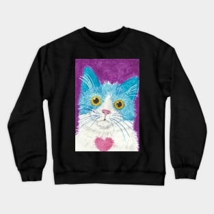 Cute blue cat face art Crewneck Sweatshirt